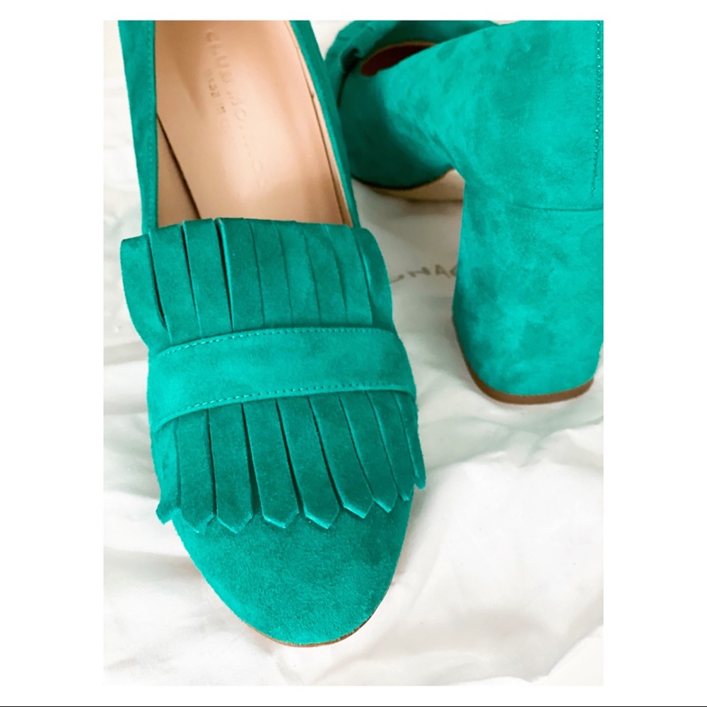 Club Monaco green suede shoes. Size 8.5.